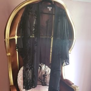 Chelsea 28 Black Velvet Kimono Style Cover up